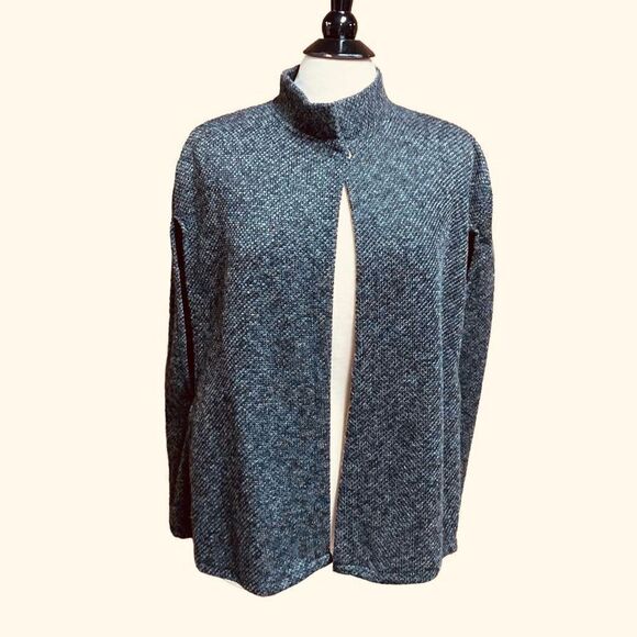 Trezo Black Tweed Poncho Cape One Size - Picture 1 of 8